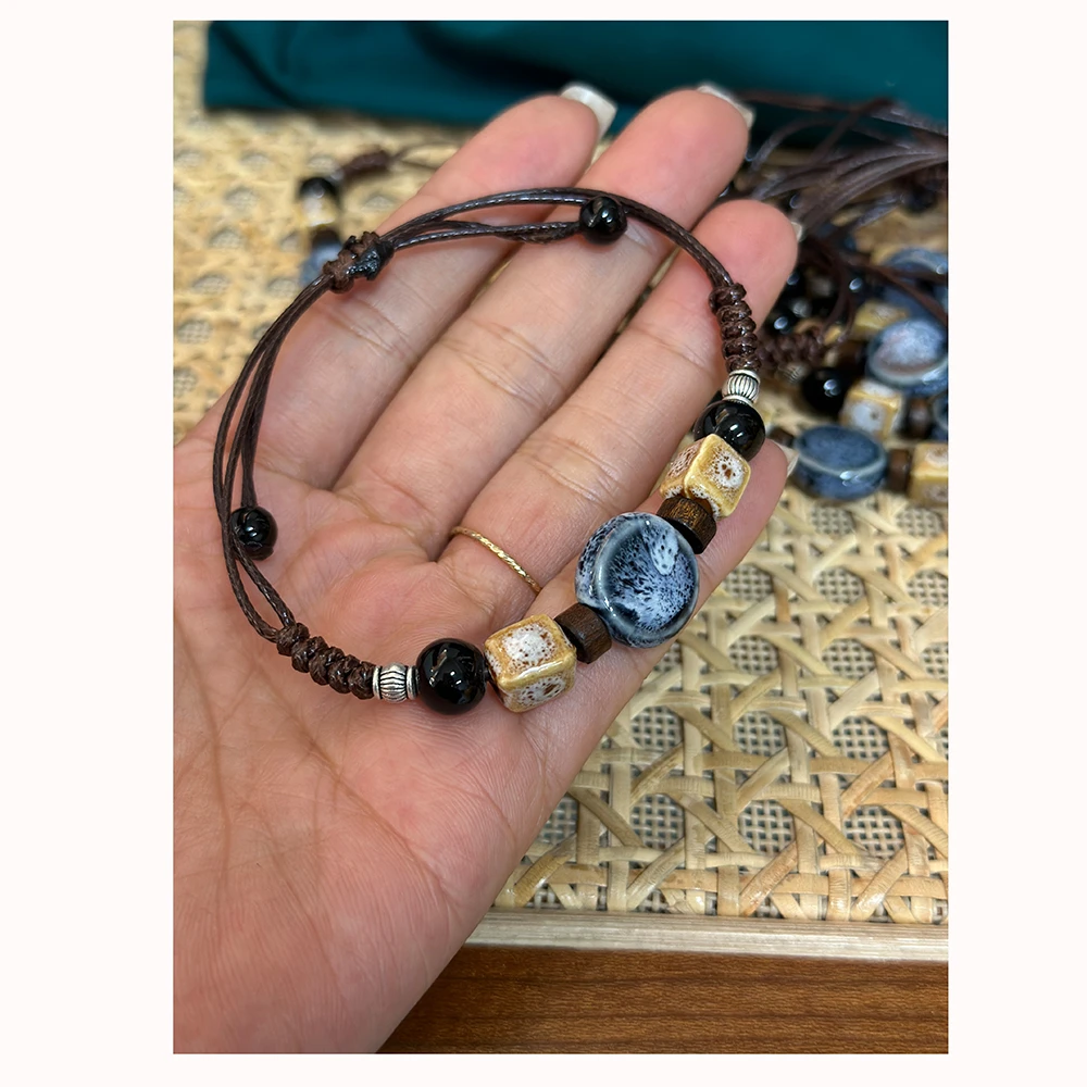 非金属陶瓷手链 SS440  国风女士拼接陶瓷手链