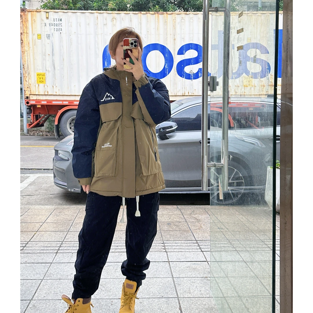 A688  秋冬连帽厚款时尚工装保暖棉服外套