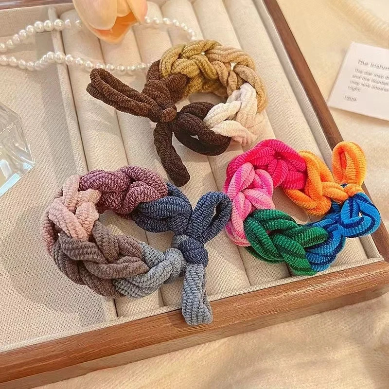 百搭多巴胺手工编织发圈女加粗马尾发绳高弹力耐用头绳后脑勺皮筋