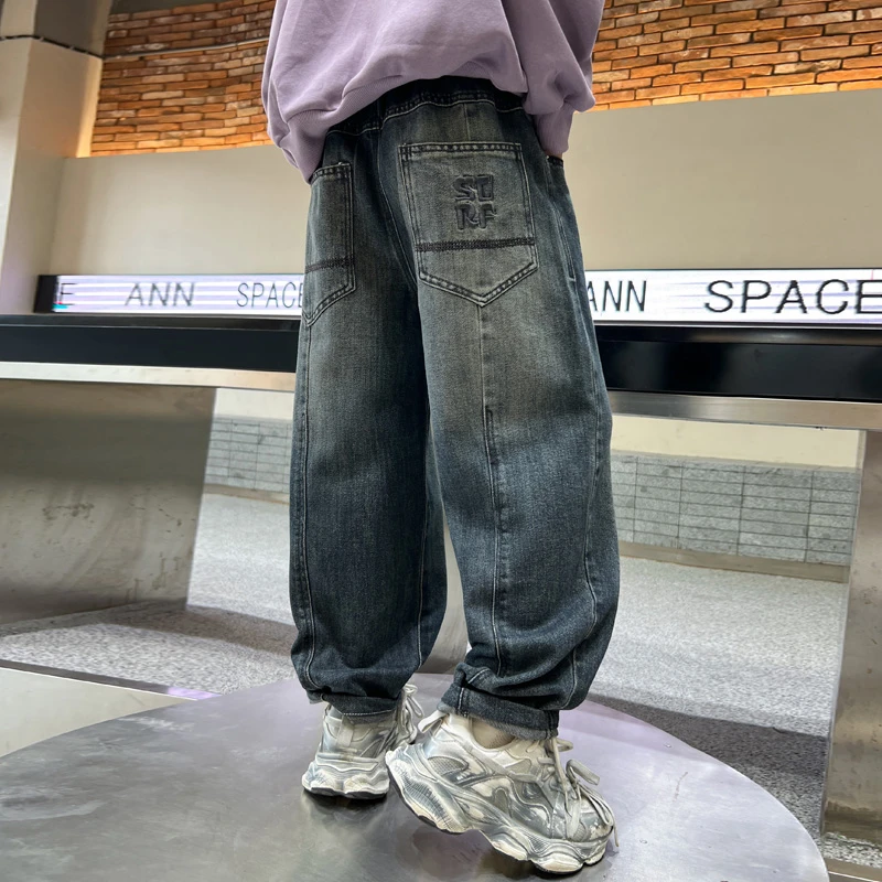 儿童装男童秋装裤子2024新款中大童秋季男孩痞帅牛仔裤春秋款长裤