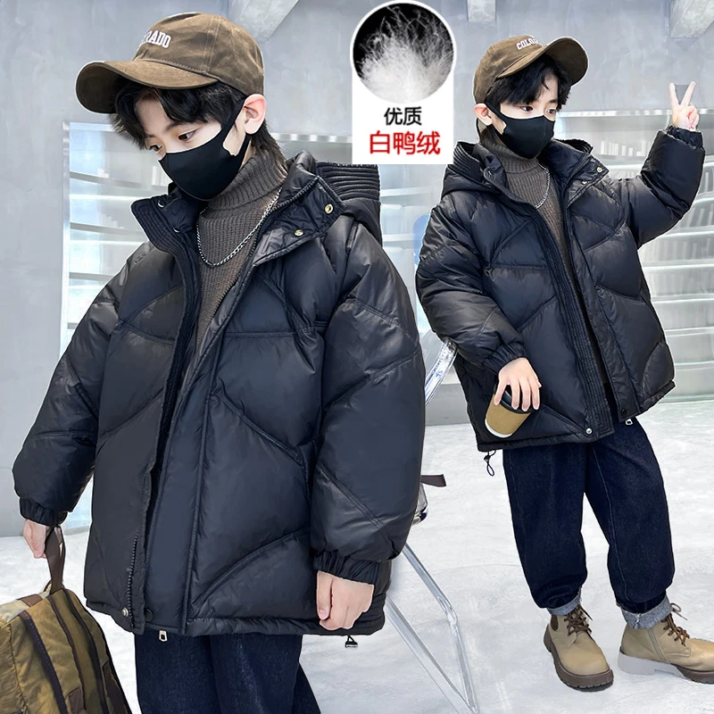男童羽绒服冬装2024新款冬季儿童外套中大童加厚男孩衣服白鸭绒潮