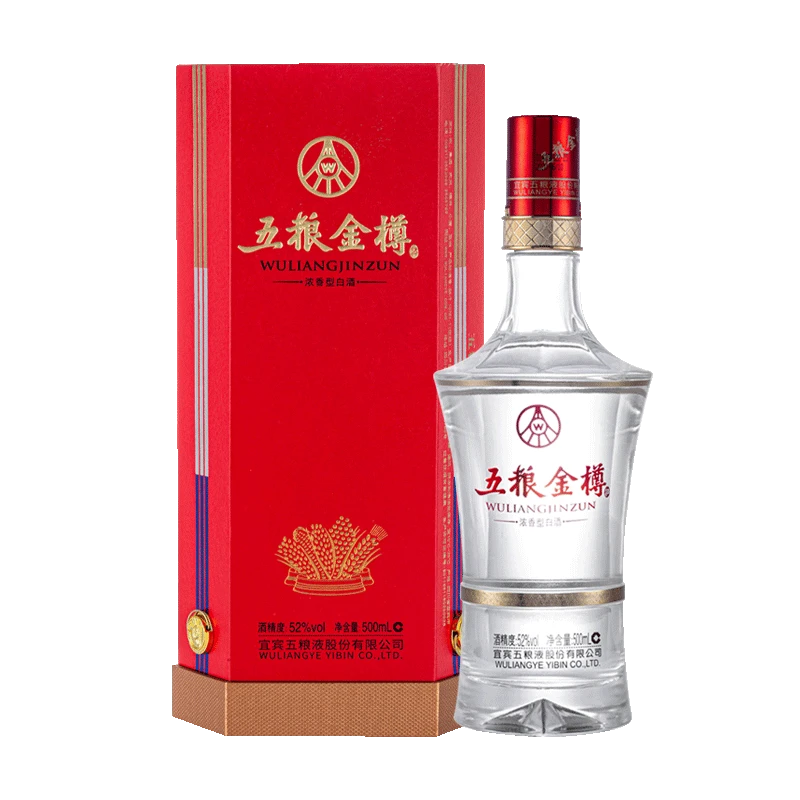WULIANGJINZUN/五粮金樽红六棱 浓香型白酒  商务宴请52度500