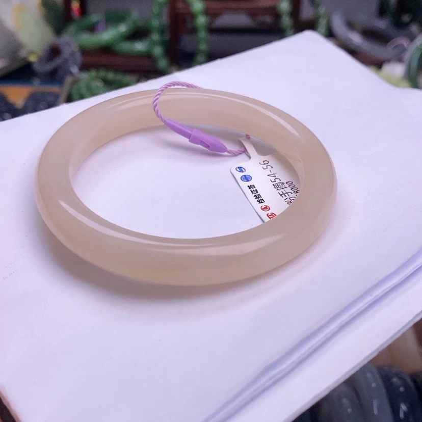 【闪购商品】和田玉毕业级老矿料浓红粉手镯54.6未镶嵌p****?