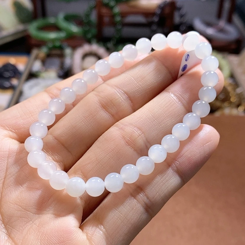 【闪购商品】和田玉白玉6mm手链未镶嵌