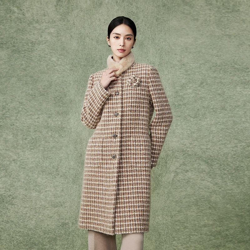 【安雅专属】美拉德老钱风羊毛大衣可拆卸貂毛领-MJFD06WLC133C11