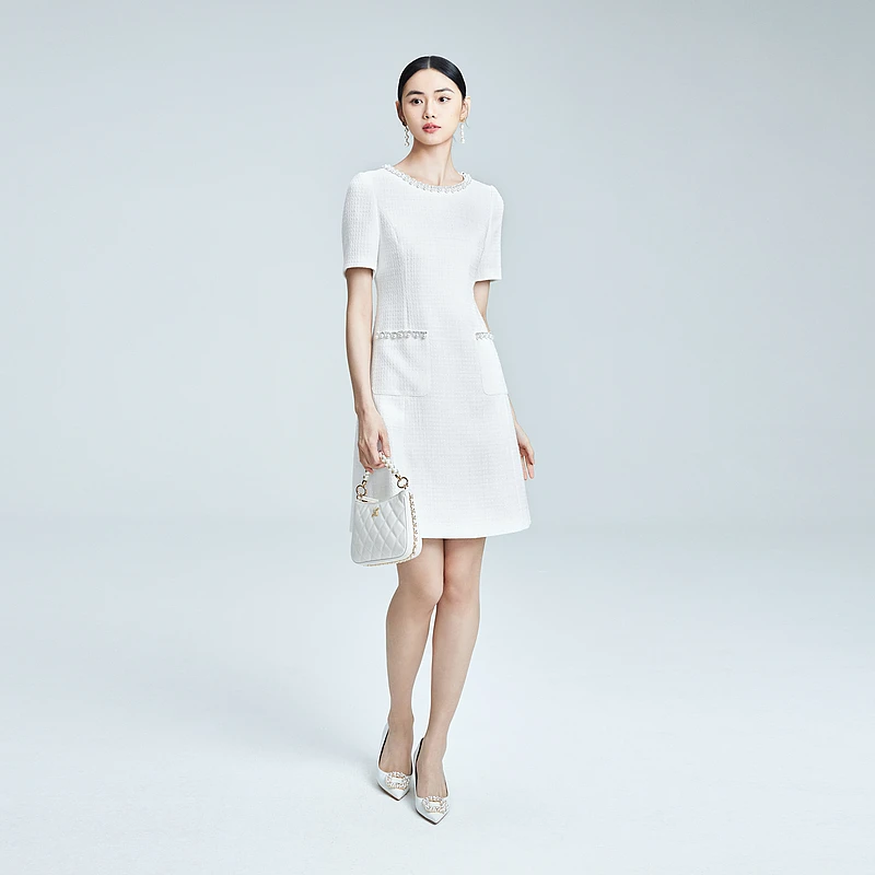 【晨粉专享价】24新款韩国混纺香风女装连衣裙-MJFB02WOP319W11/zb