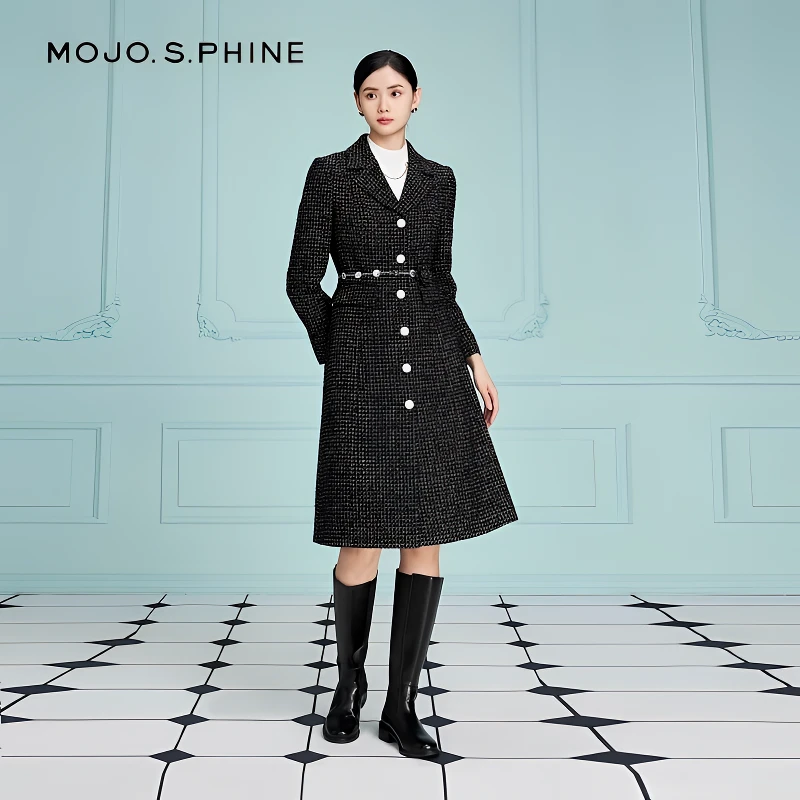 MOJO.S.PHINE小香风法式千鸟格大衣MJED21WLC338B11/zb