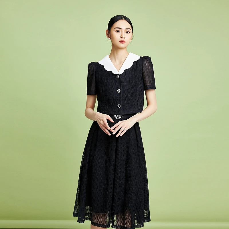 【晨粉专享价】2024年新款透气优雅A字散摆纱裙-MJFB04WSK750B11