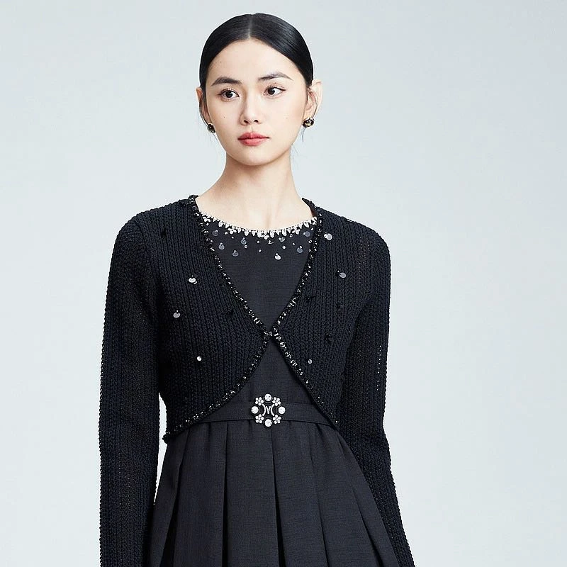 24年新款设计气质长袖针织披肩洋气百搭女款外套-MJFB02KCD401B11