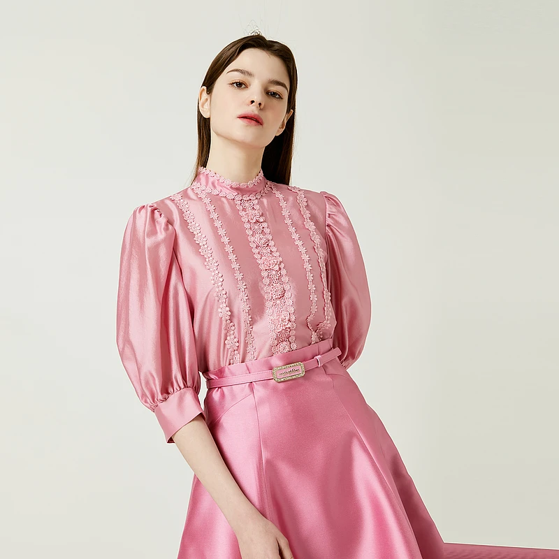 【成衣进口】复古宫廷风花朵刺绣衬衣2024年新款衬衫-J242MSC015PK9