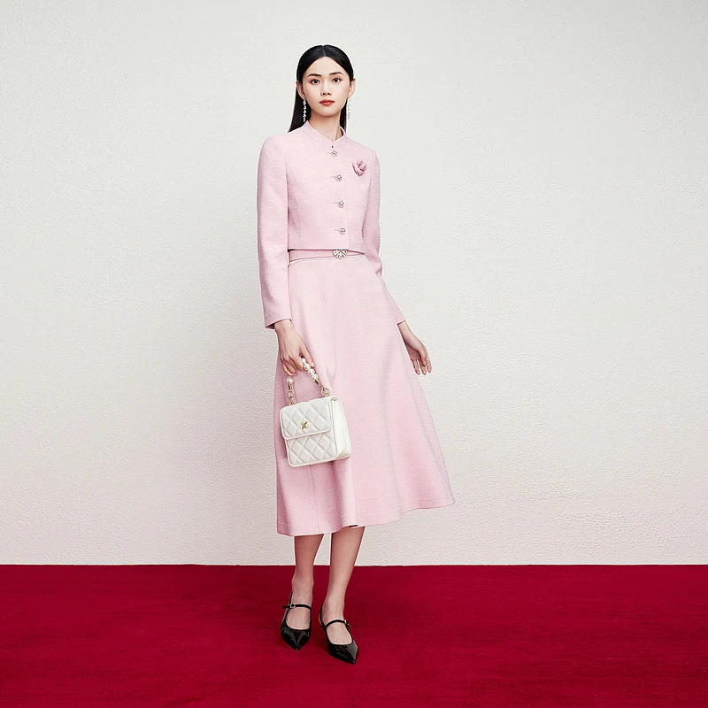 【赵雅芝】同款薄呢玫瑰短外套新款肌理感优雅-MJFC03WJK715P31