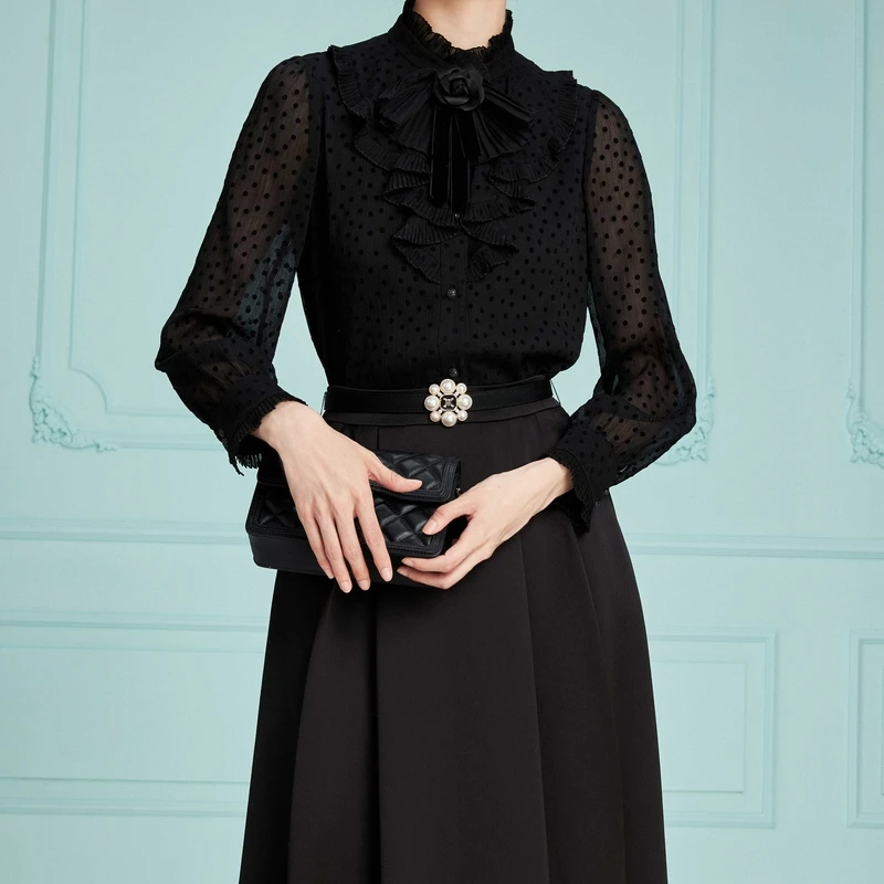 MOJO.S.PHINE精致黑色百搭衬衫MJED18WBL155B11/zb