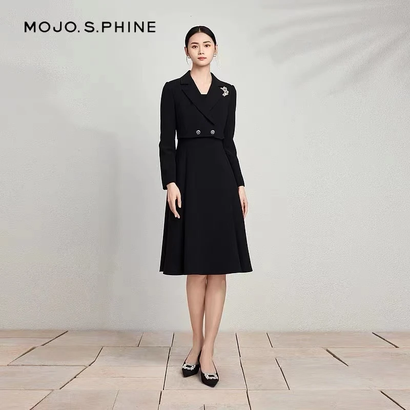 【晨粉专享价】轻奢千金风优雅连衣裙法式赫本长裙-MJFA01WOP303B11