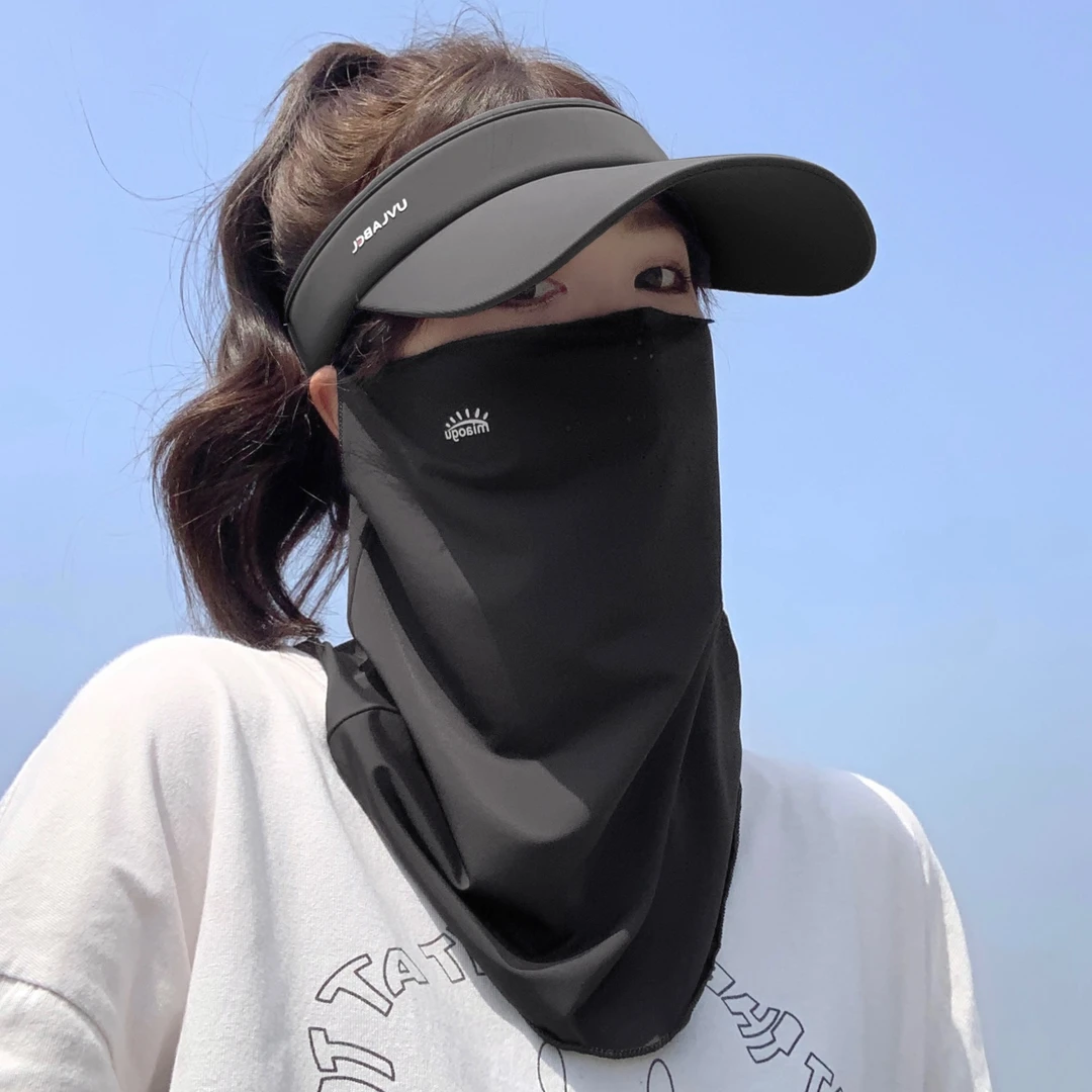 新款夏季防晒面罩男女款全脸防紫外线遮脸脖子防晒口罩鸭舌空顶帽