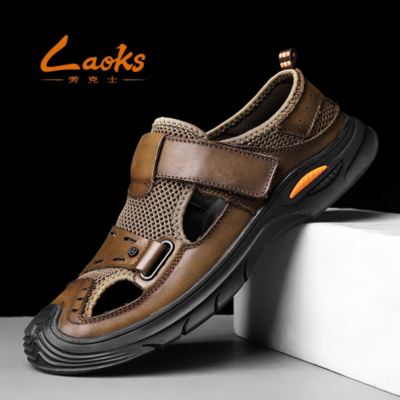 2024百搭潮流凉鞋户外夏季透气镂空沙滩鞋男款软底外穿网面包头鞋