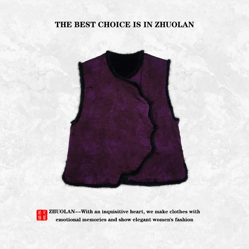 23160-1新中式国风上衣马甲时尚女士复古双面加厚两面