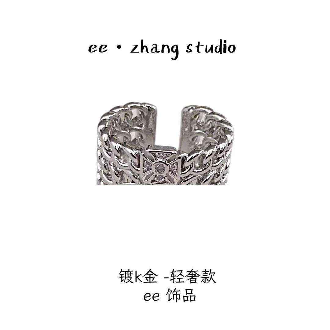铜合金戒指 镂空宽版网状戒指ee724