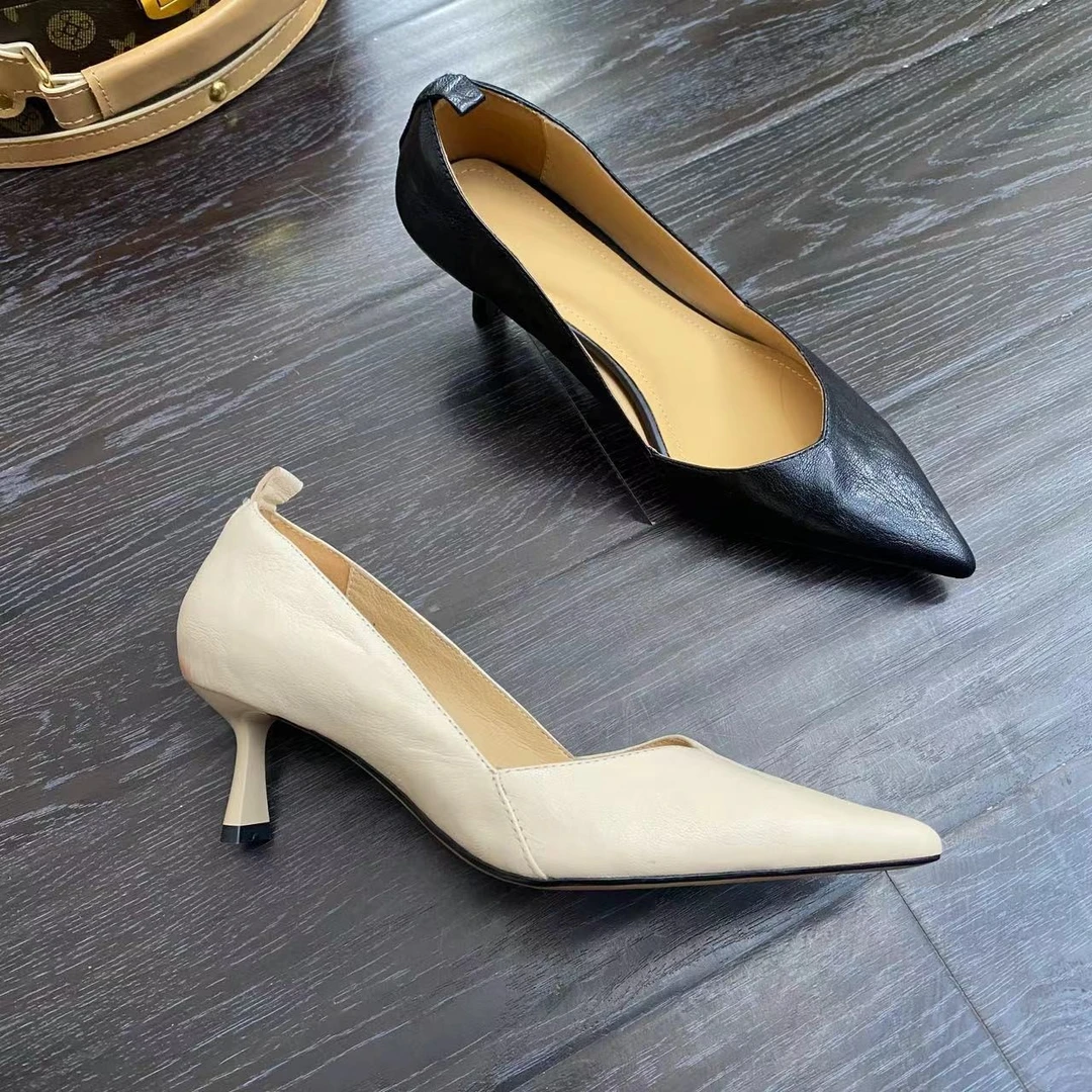 6厘米浅口高跟鞋春秋气质时尚百搭细跟法式网红小众职业尖头单鞋