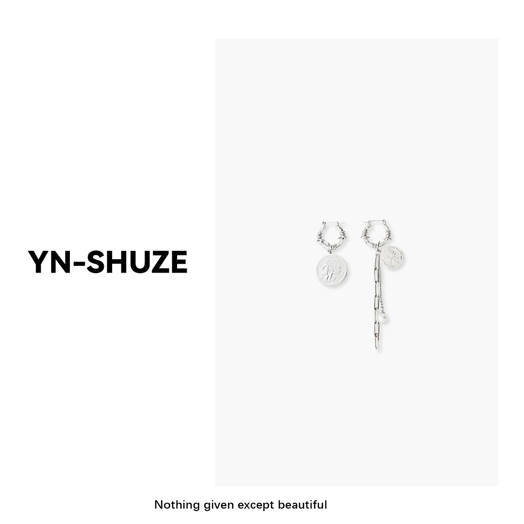 钛钢耳饰 【YN-SHUZE】设计师硬币耳环SZ-YNB-39392