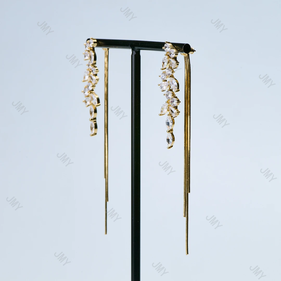 铜合金锆石耳饰 锆石麦穗 一款两戴麦穗流苏耳饰 名媛高雅气质
