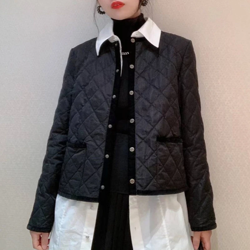 {专柜}商场同款新新美拉德单排长袖圆领菱格小香风1400512