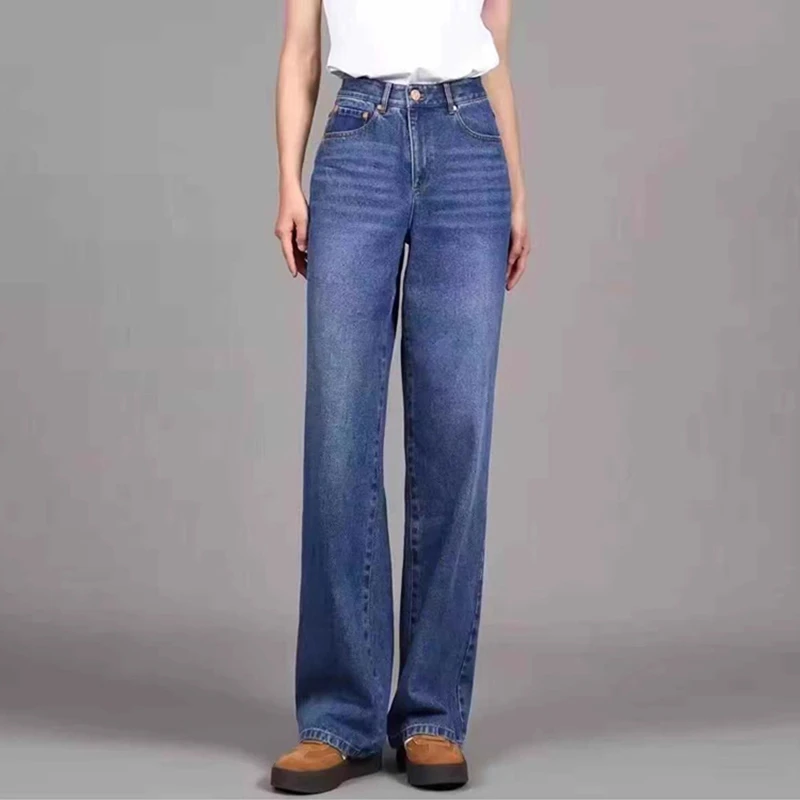 商场同款2025年秋冬季新款女休闲显瘦宽松直筒牛仔阔腿裤1100545