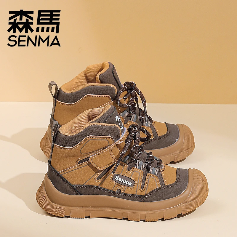 SENMA/森马秋季儿童运动鞋男女童高帮运动皮面鞋潮流靴户外休闲鞋