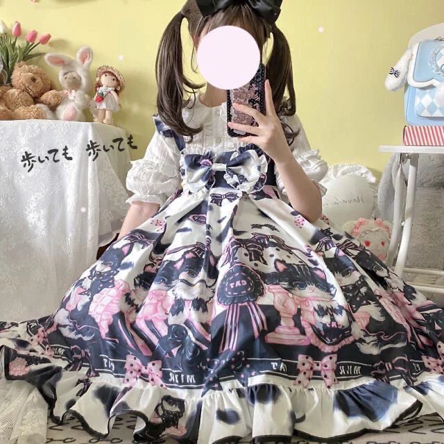 洛丽塔秋季吊带奶牛猫lolita洛丽塔洋装吊带jsk连衣裙秋装
