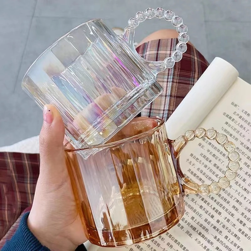 可爱玻璃竖纹早餐杯咖啡杯马克杯