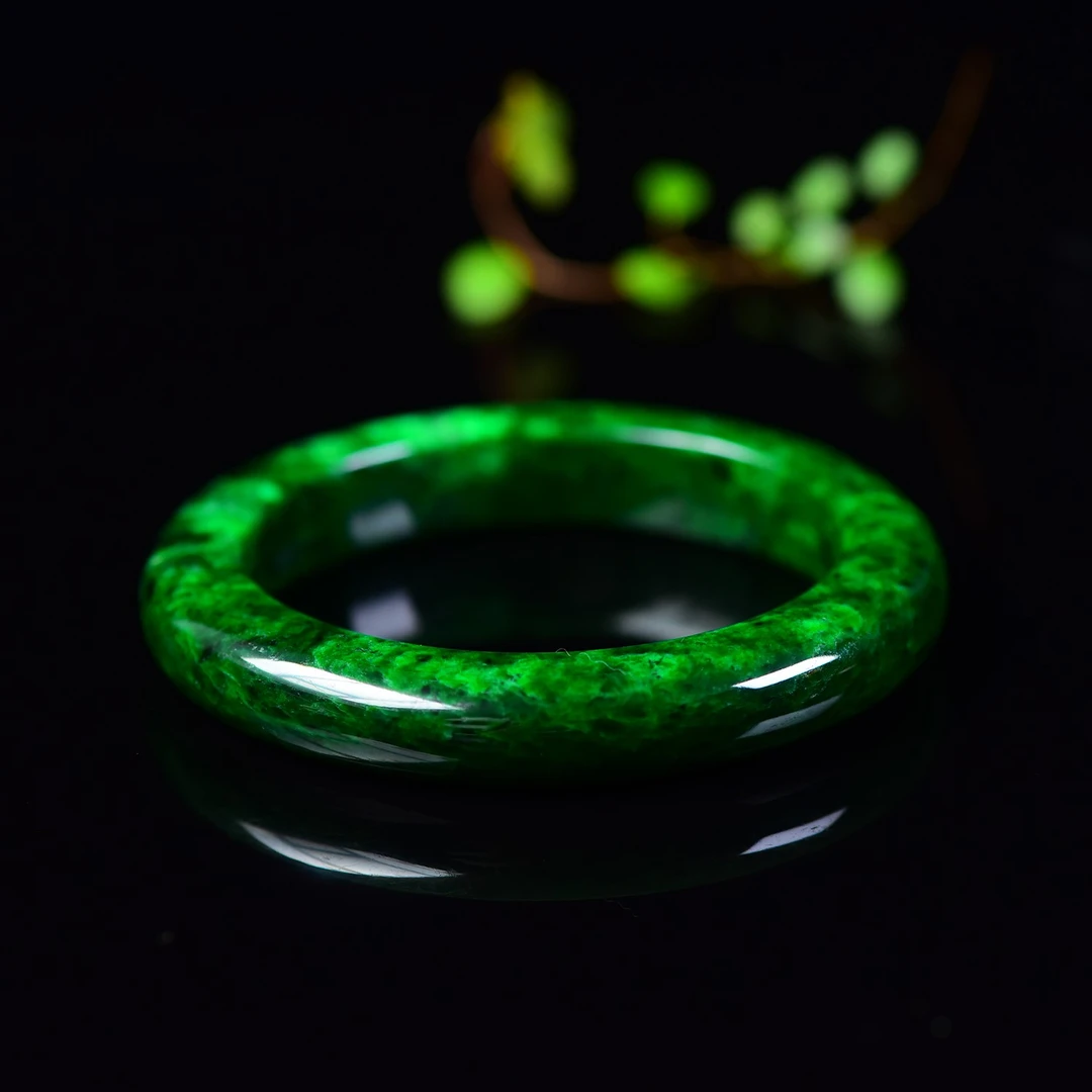 天然A货翡翠花青正装版手镯