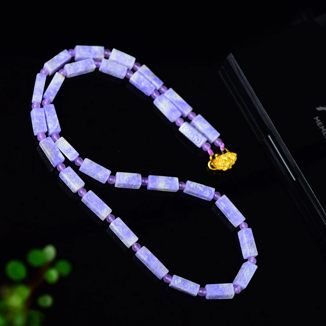 天然翡翠项链紫罗兰