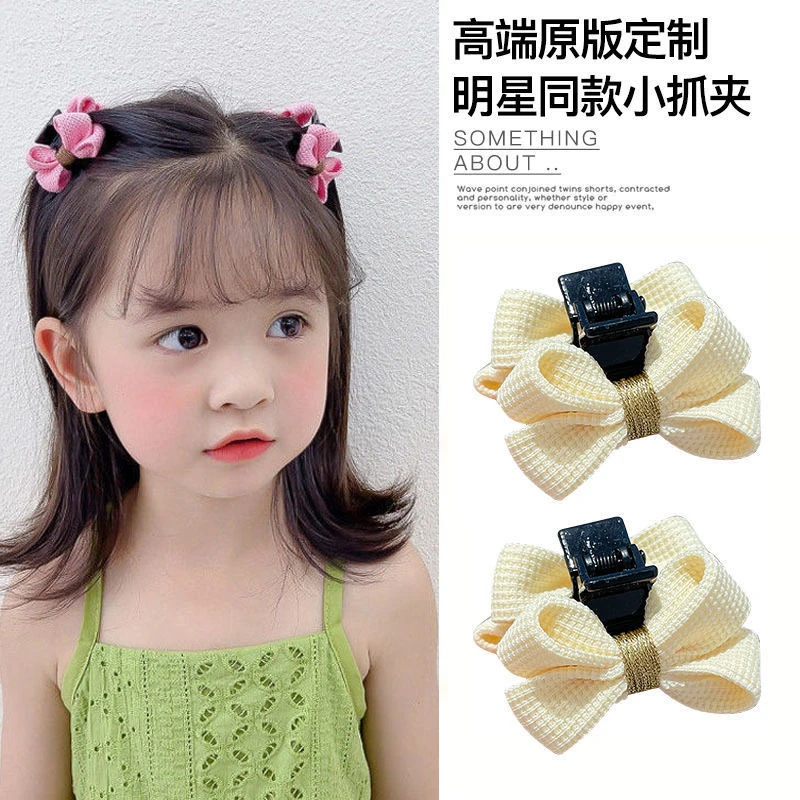 诗小诗甜美可爱布艺刘海碎发蝴蝶结小抓夹