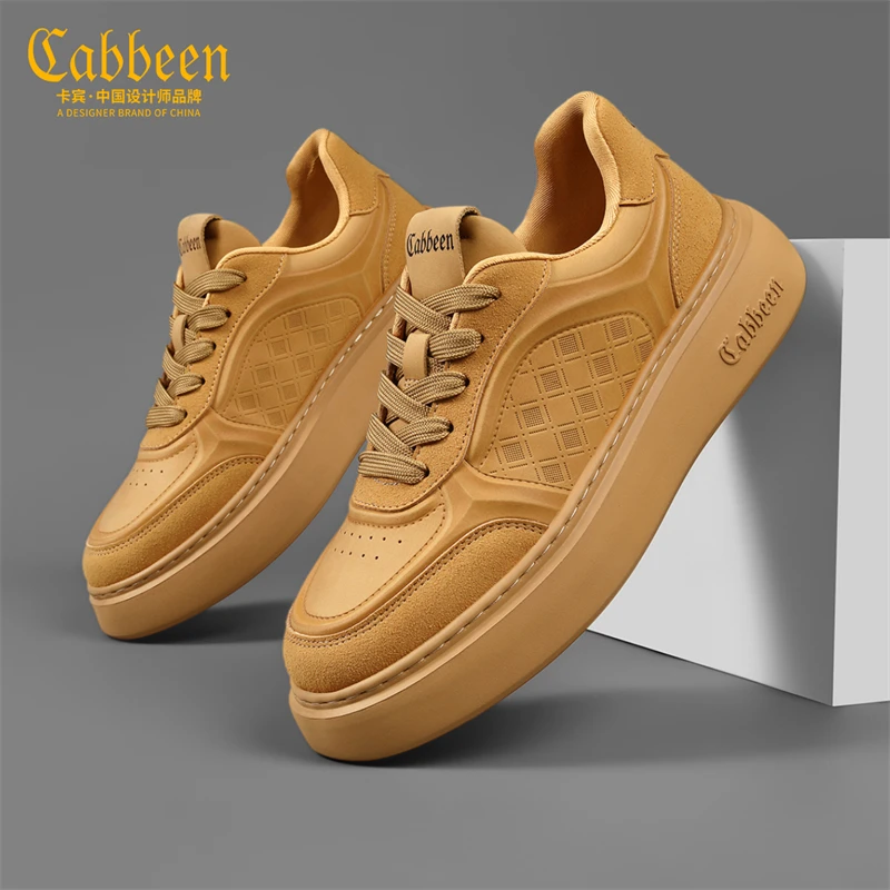 卡宾鞋子男百搭潮鞋冬季复古板鞋男款2025新款潮流男鞋厚底休闲鞋
