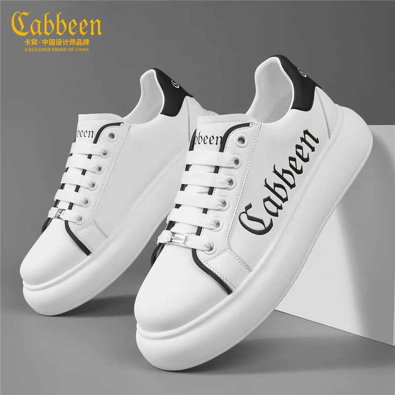 卡宾鞋子男鞋2025厚底爆款小白鞋男款休闲鞋冬季百搭男士白色板鞋