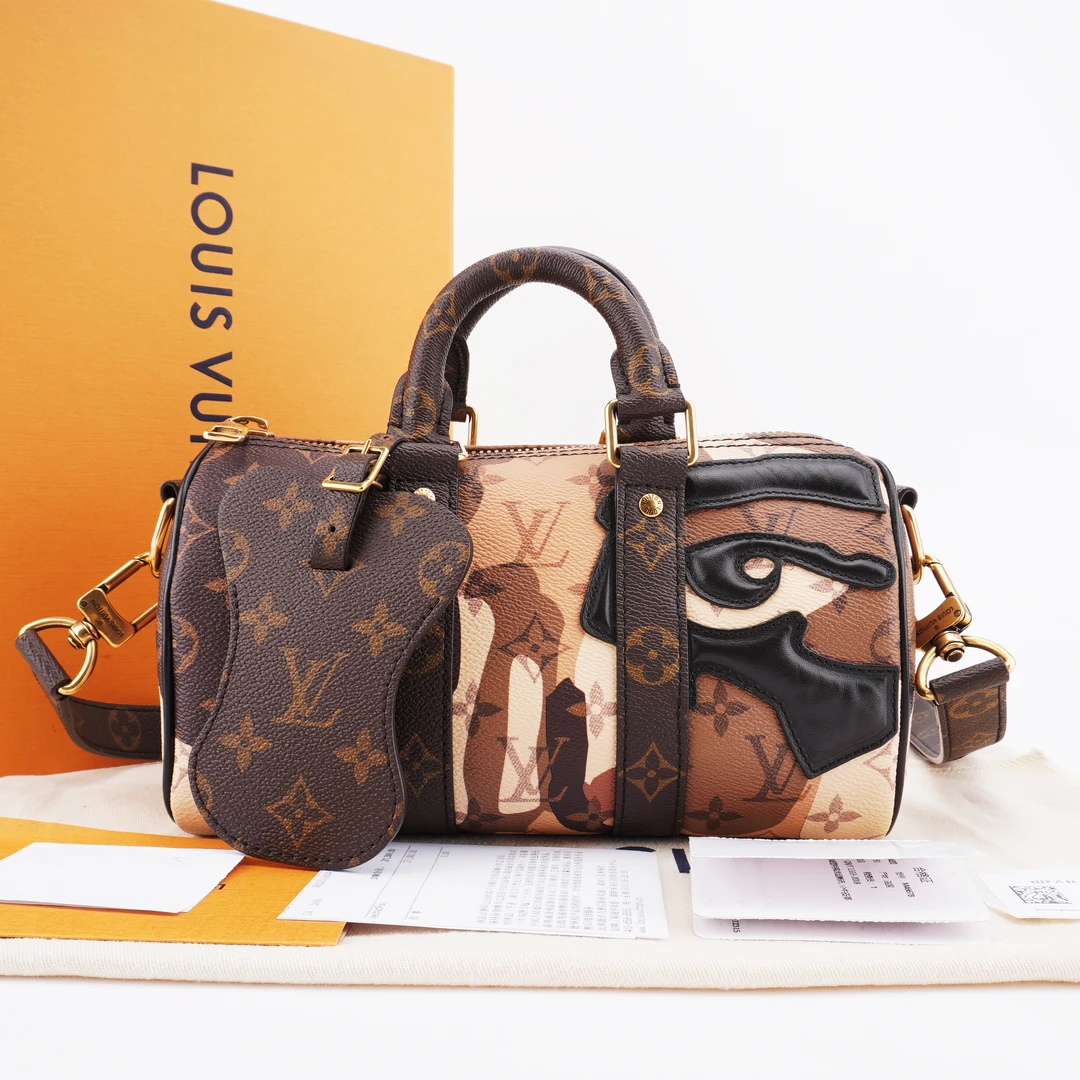 99新  99闲置LV23秀款Keepall 25脸谱涂鸦斜挎包25/14/11 F179