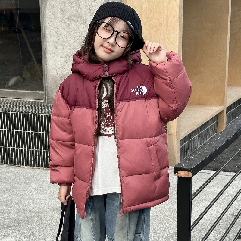 秋冬季儿童羽绒服女童连帽加厚外套中大童保暖韩版洋气百搭面包服