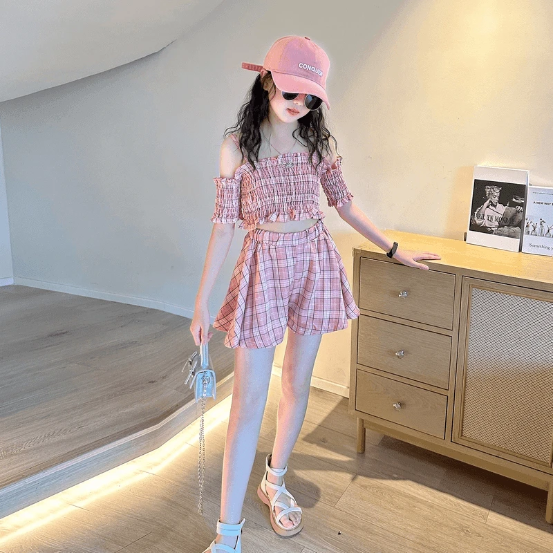 女童夏装套装2024新款女孩洋气时髦两件套大童装吊带短裙穿搭夏装