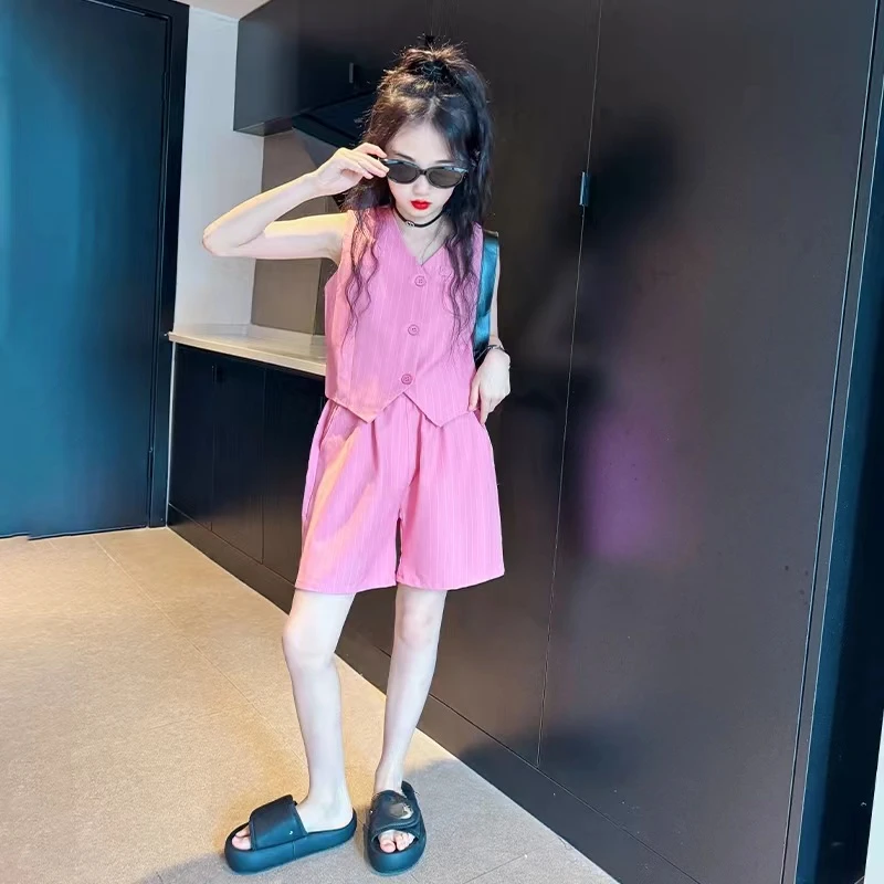 女童时尚套装洋气时髦夏季2025新款儿童短裤夏装女大童多巴胺穿搭