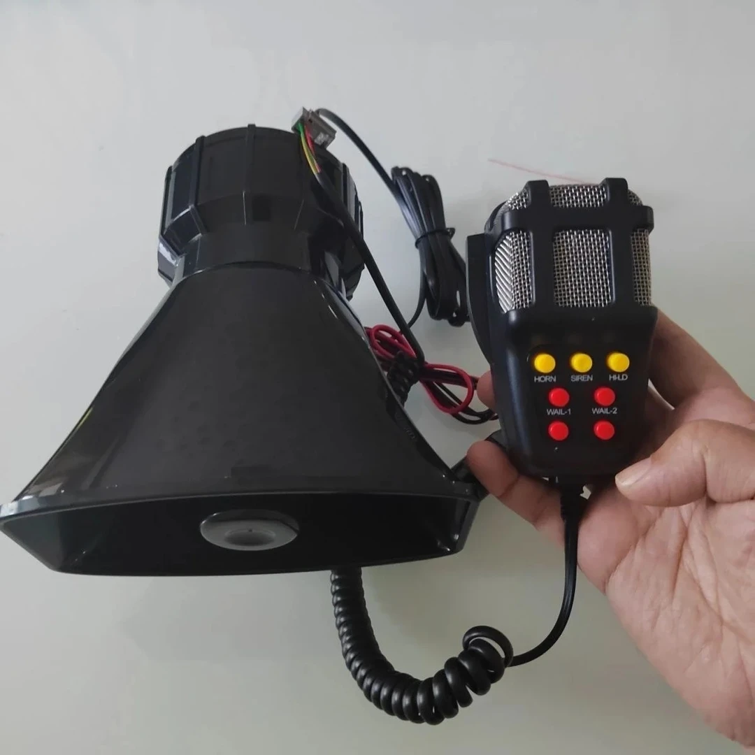 汽车多音喇叭带喊话器扩音器线控响亮喇叭12v三音五音七音喇叭