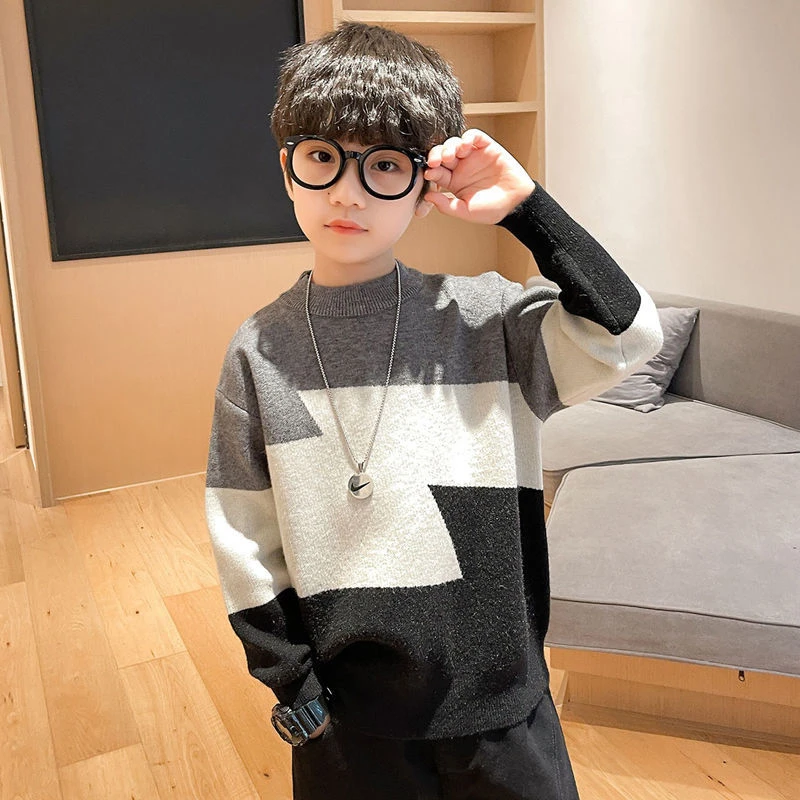 男童长袖毛衣秋冬季新款儿童韩版潮流针织衫中大童休闲打底衫童装