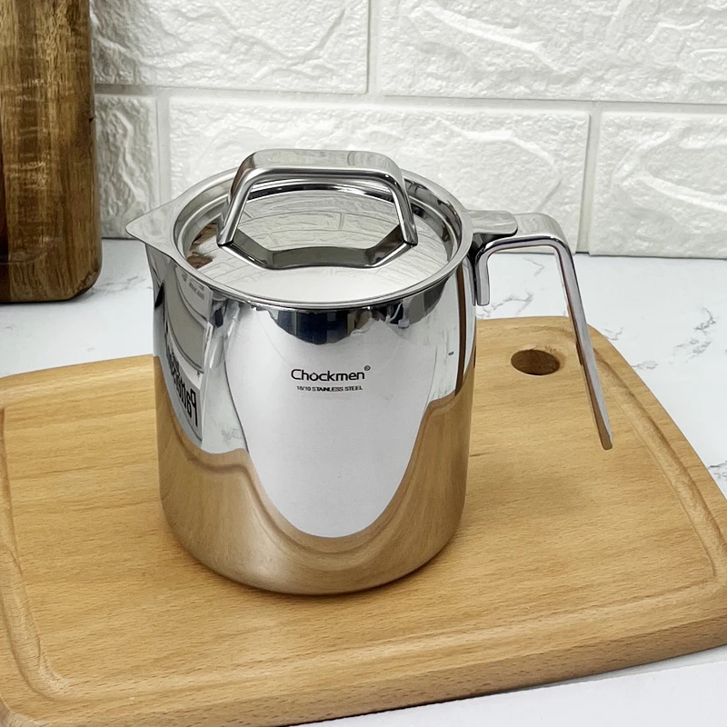 18/10不锈钢多用壶滤油壶厨房家用储油罐猪油罐小奶壶带盖900ml