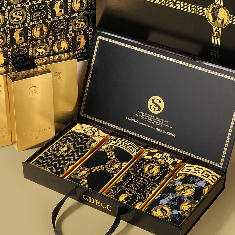 高档礼盒装新款男士内裤纯棉抗菌平角裤舒适透气四角短裤头