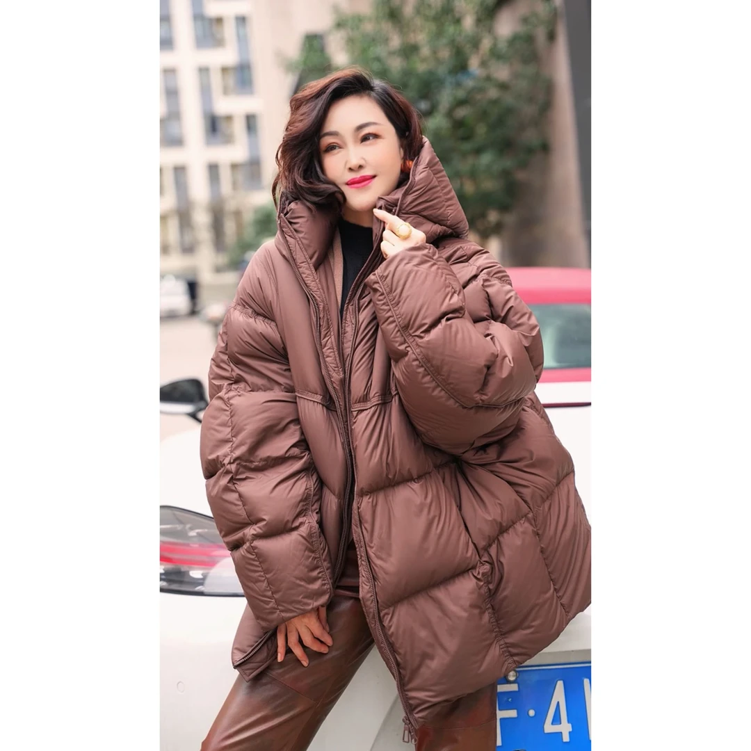 【保暖鹅绒服南瓜款】JW0066款连帽宽松百搭秋冬鹅绒服  衣长80c'm