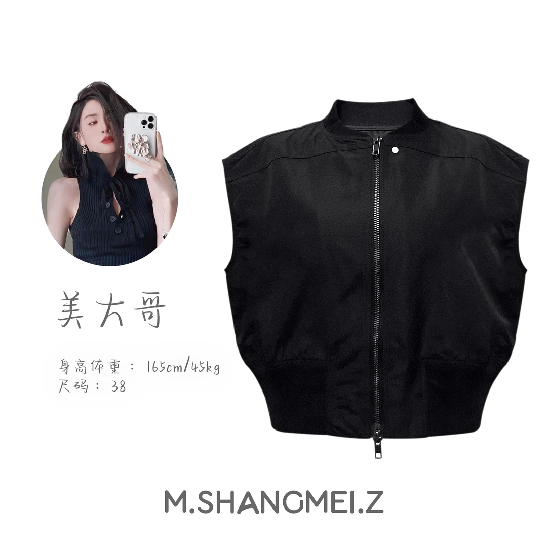 M.SHANGMEI.Z/沐熙美大哥夏季时尚小众黑色百搭无袖休闲马夹x0691