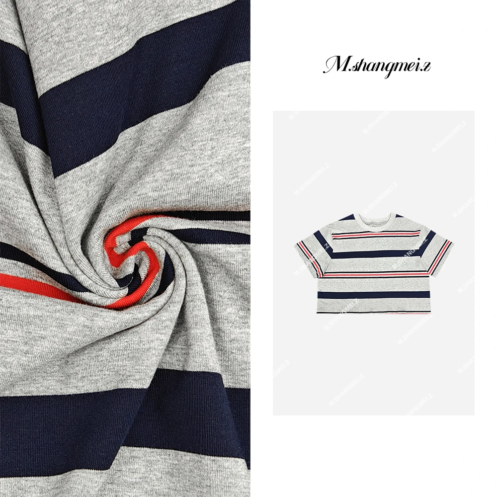 M.SHANGMEI.Z/沐熙【十条】美大哥夏季时尚经典百搭条纹T恤X050491