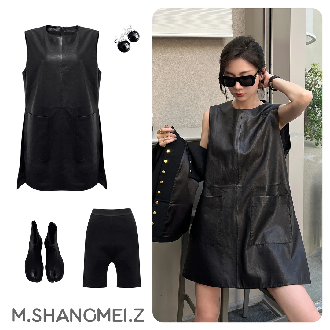 M.SHANGMEI.Z/沐熙美大哥推荐设计感小众黑色气质洋气连衣裙x0646