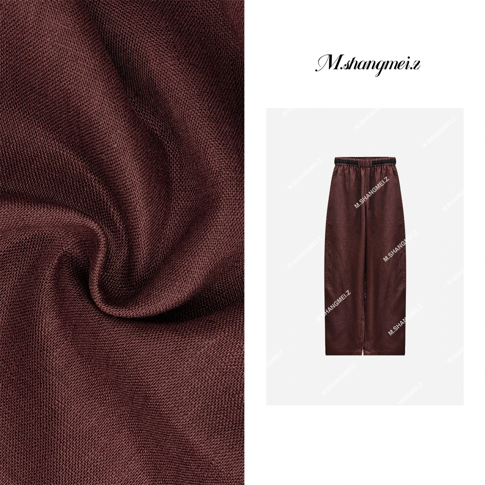 M.SHANGMEI.Z/沐熙美大哥薄款休闲宽松100亚麻垂感直筒裤X050452