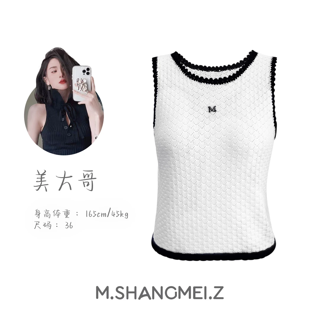 M.SHANGMEI.Z/沐熙美大哥夏季白色无袖百搭女背心打底背心x0540