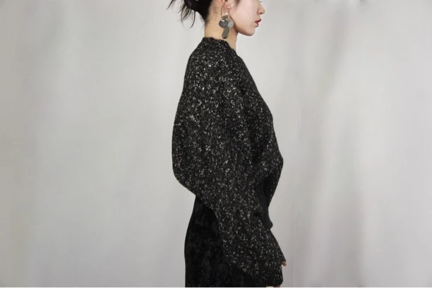 栀素复古套头毛衣女新款秋冬季内搭打底衫宽松针织衫上衣