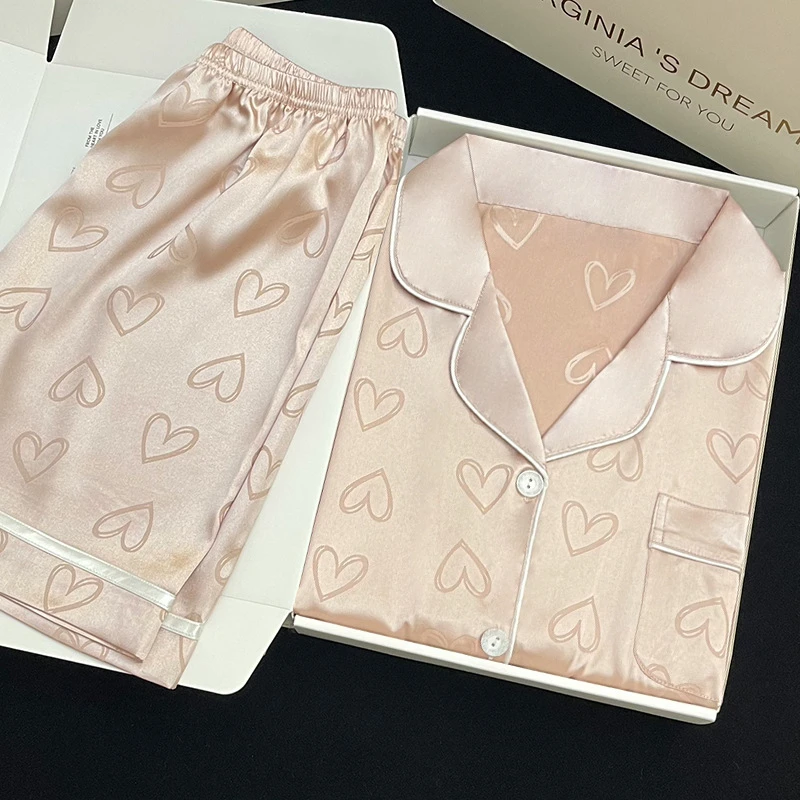 2024夏季新款冰丝睡衣女短袖薄款款女士网红爆款家居服丝绸套装女